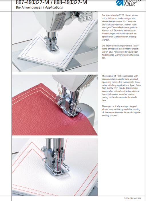 Machine triple entrainement 2 aiguilles ESCAMOTABLE DURKOOP ADLER 867-490322-M - COUPE FIL – Image 2
