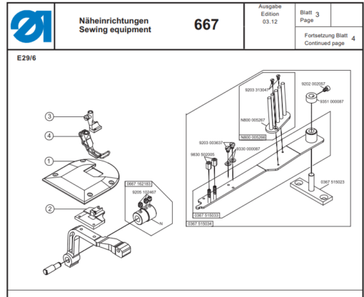 Kit bordage pour machine DA667- DURKOOP ADLER